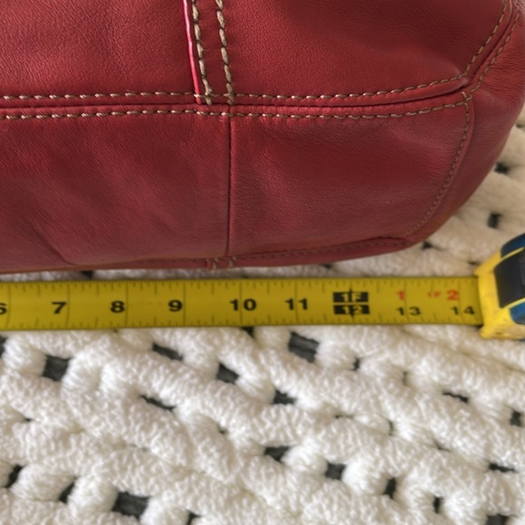 Tignanello red ,slight pebble leather, soft, shoulder bag. Very roomy. EUC - Picture 12 of 14